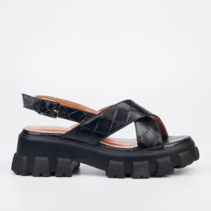 Rock & Co Thick Sole Sling back-Black
