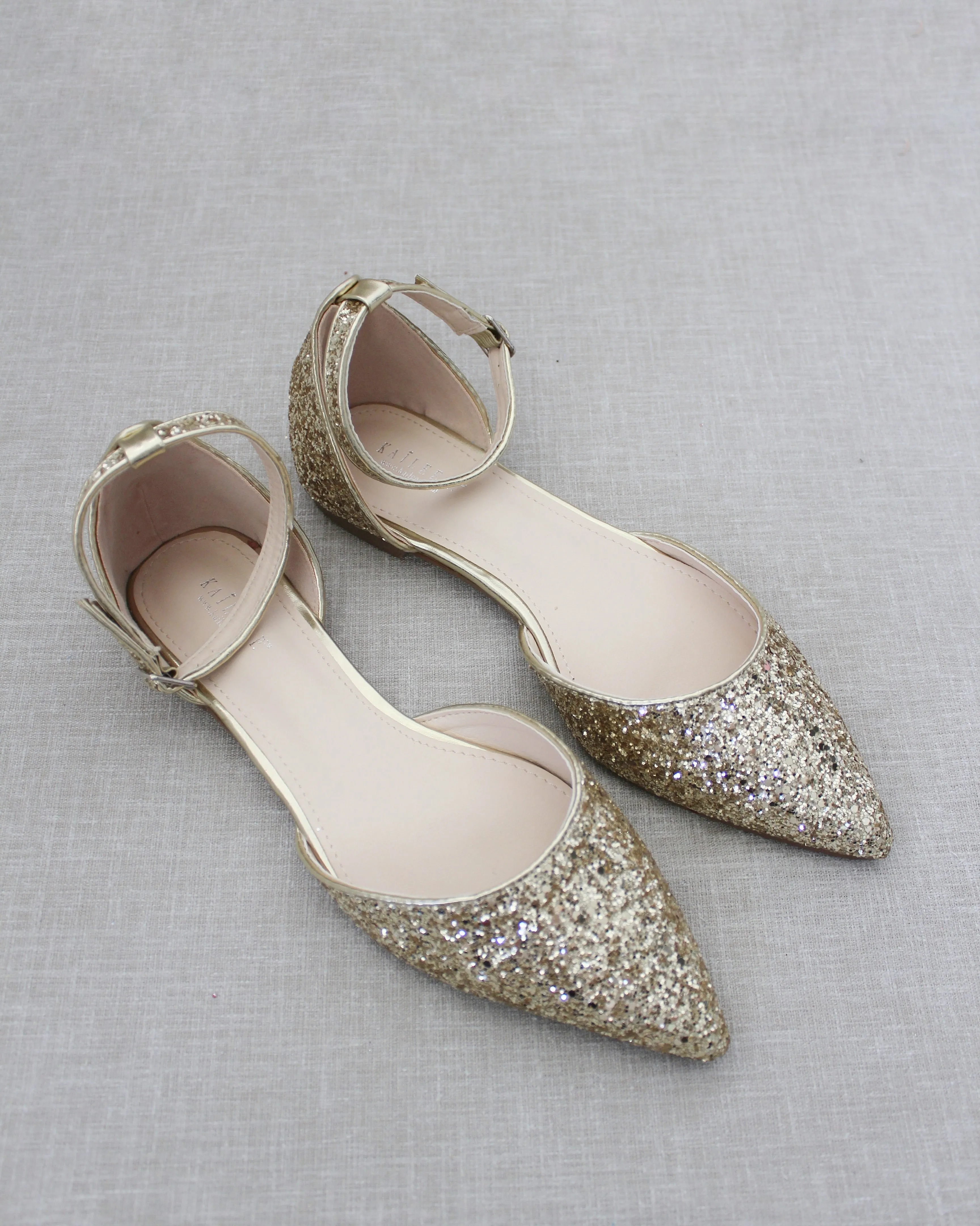 Rock Glitter Ankle Strap Flats