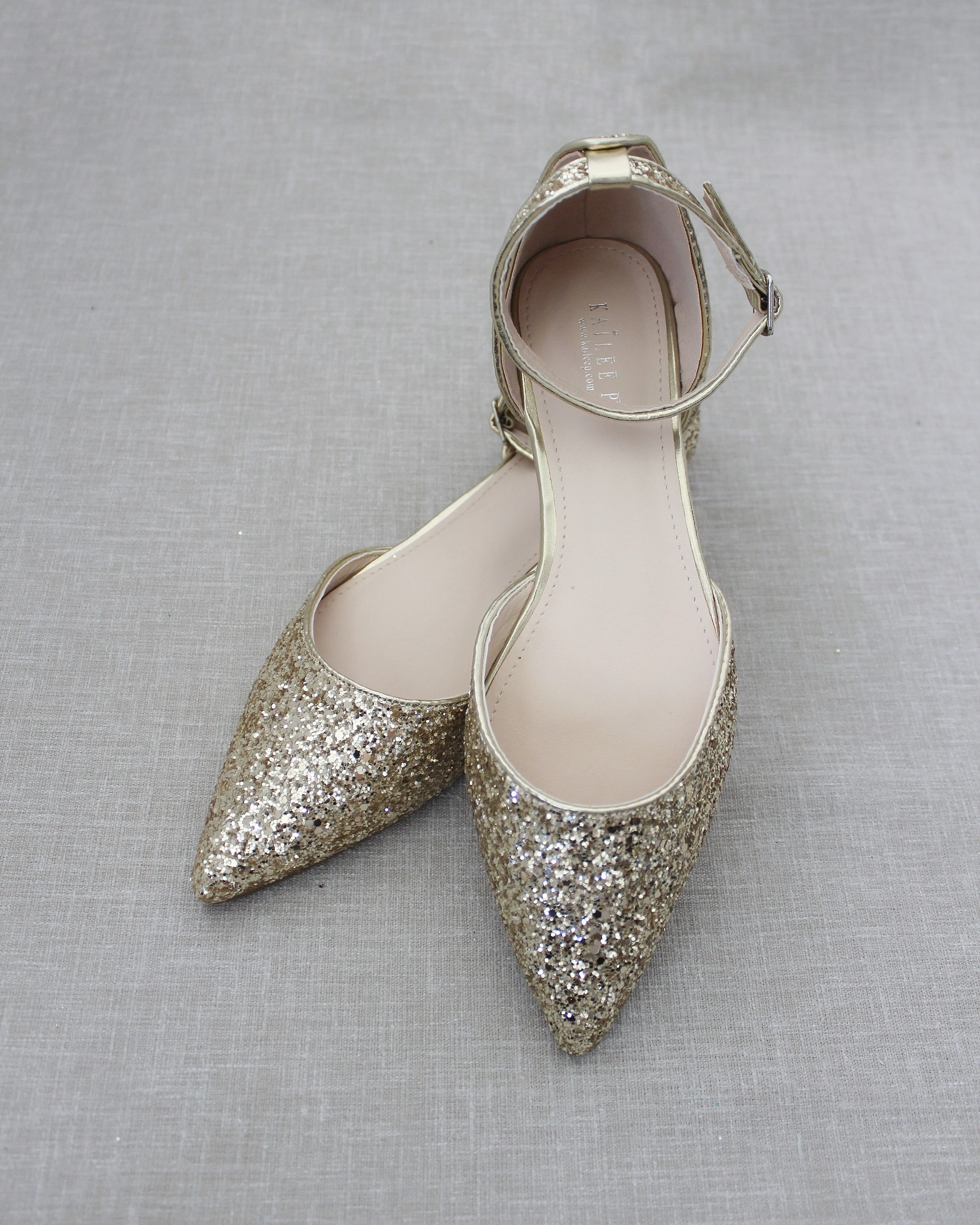Rock Glitter Ankle Strap Flats