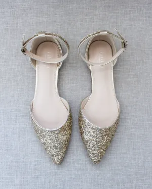 Rock Glitter Ankle Strap Flats