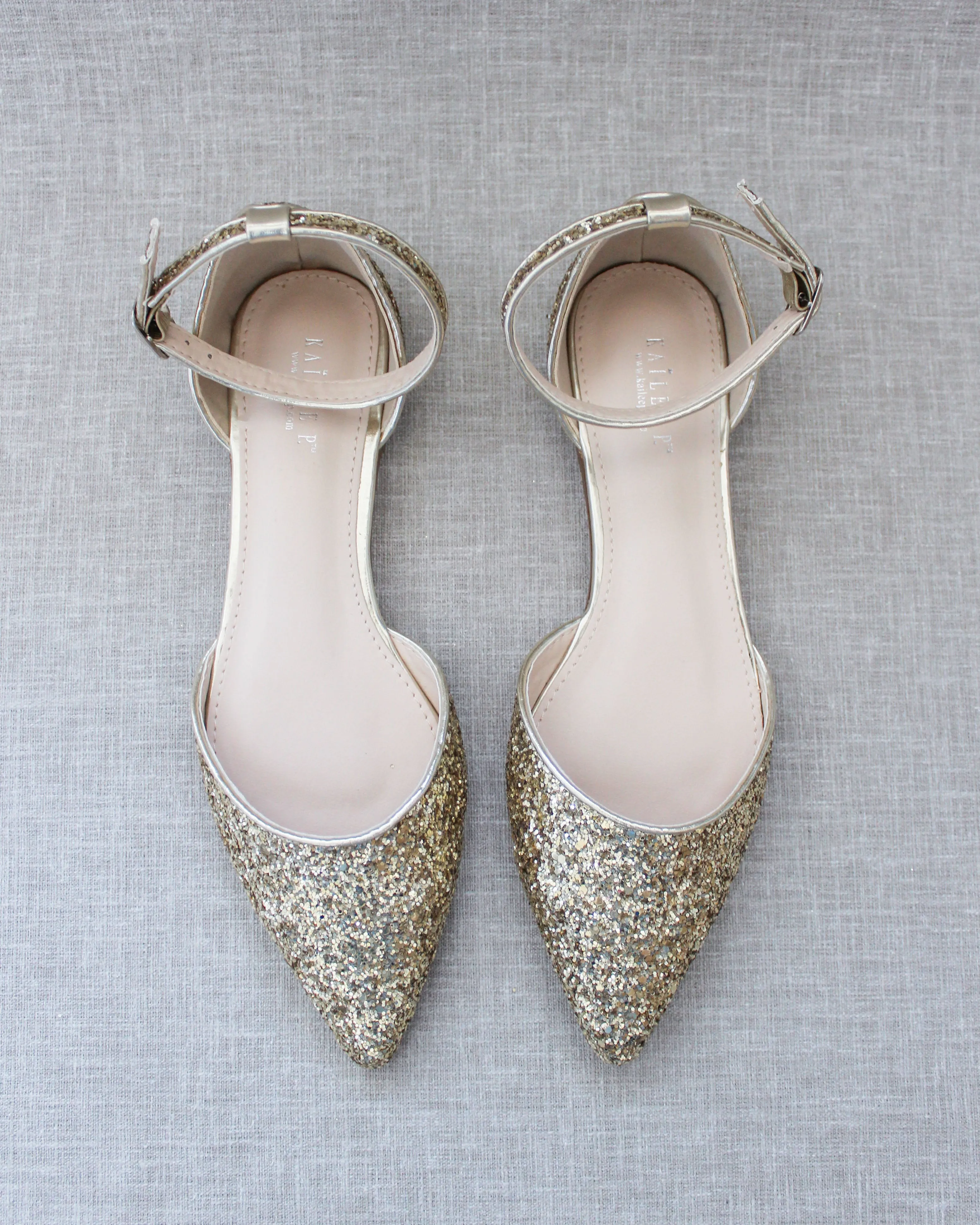 Rock Glitter Ankle Strap Flats