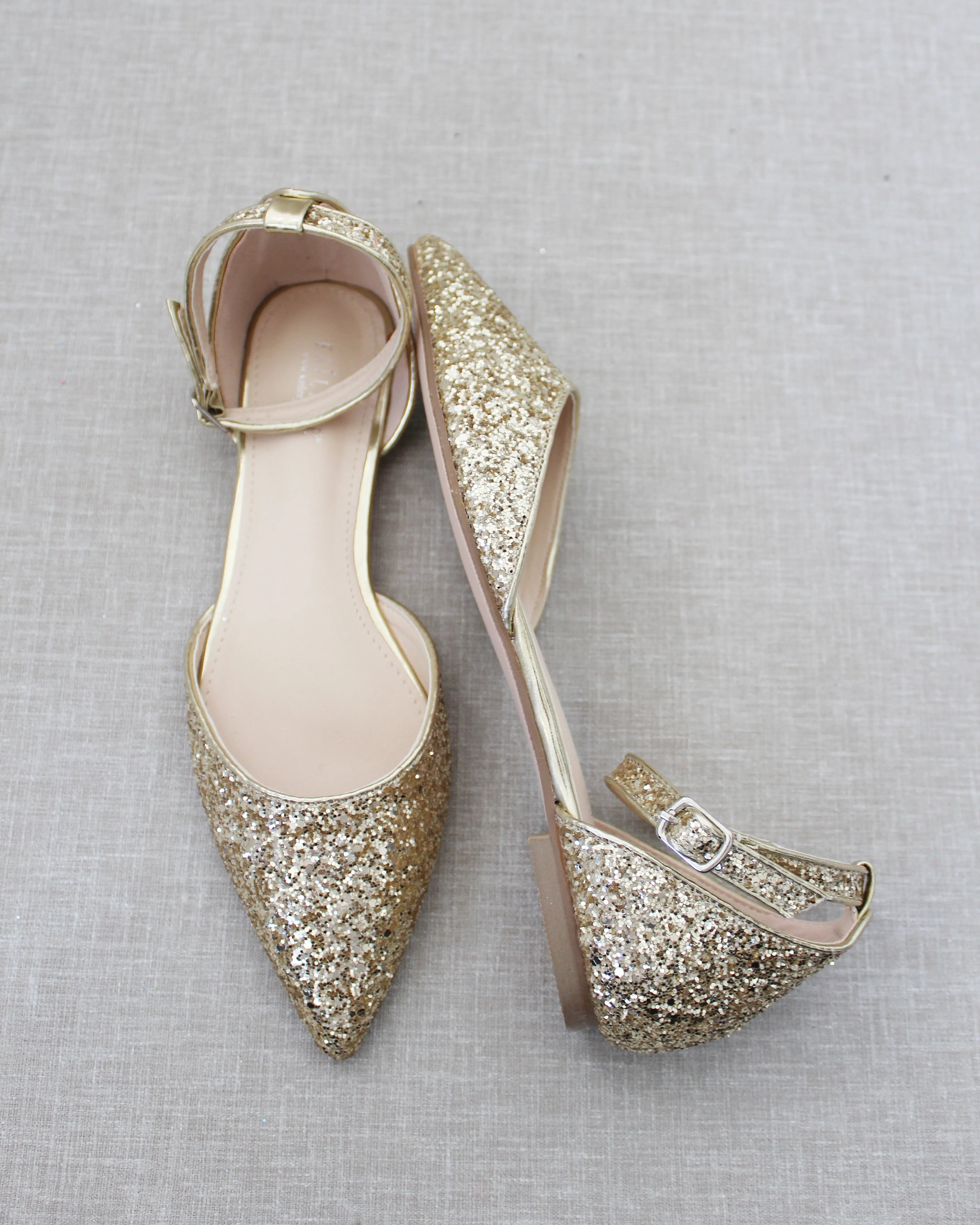 Rock Glitter Ankle Strap Flats