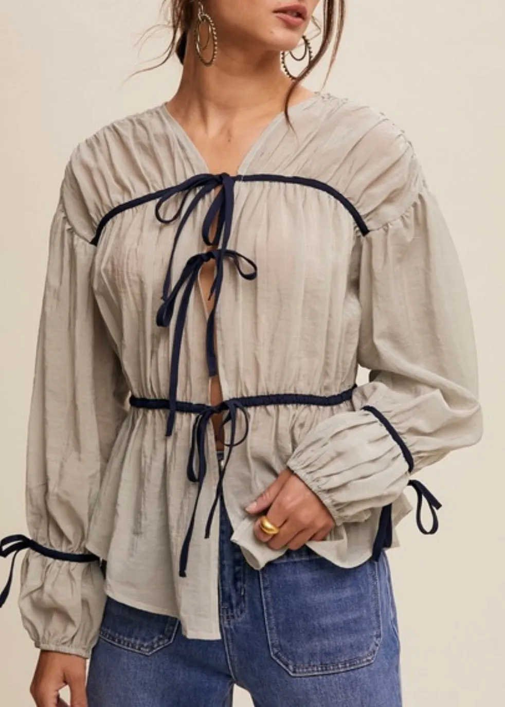 Romeo Tie Front Top
