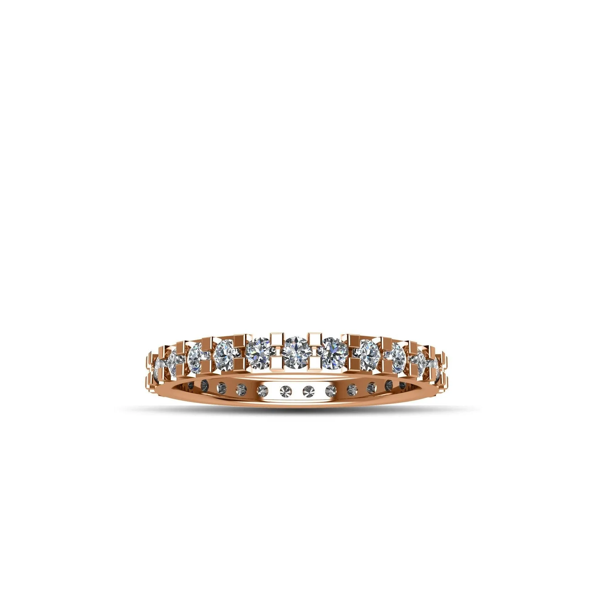 Rose Gold Plated Cubic Zirconia Fashion Eternity Ring in Sterling Silver