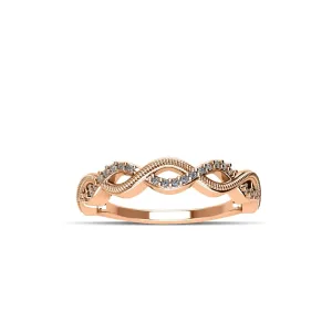 Rose Gold Plated Cubic Zirconia Fashion Stackable Ring in Sterling Silver