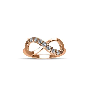Rose Gold Plated over Sterling Silver Cubic Zirconia Fashion Infinity Ring