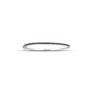 Round Garnet Fashion Bangle in Sterling Silver