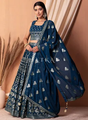 Royal Blue Sequins Embroidery Lehenga Choli