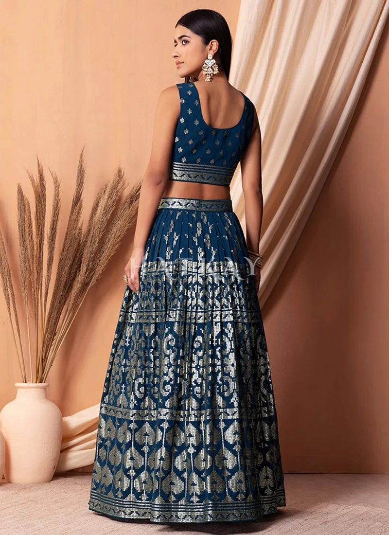 Royal Blue Sequins Embroidery Lehenga Choli