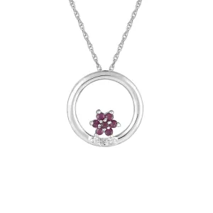 Ruby and Diamond Fashion Pendant in 10K White Gold