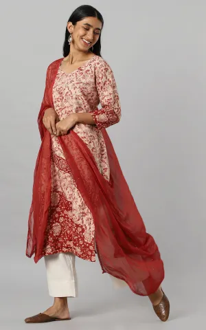 RUBY RED STRAIGHT KURTA IN SILK