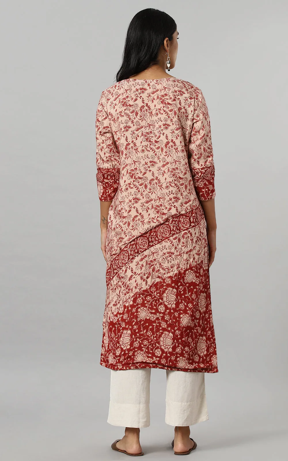 RUBY RED STRAIGHT KURTA IN SILK