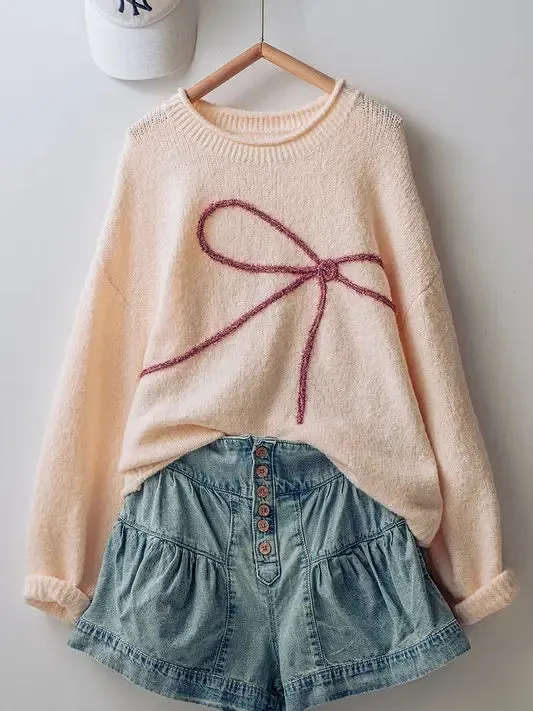 SALE Bow Charm Knit Sweater