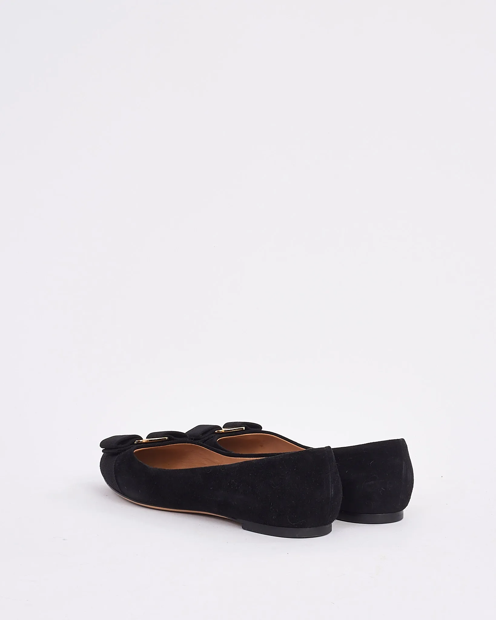 Salvatore Ferragamo Black Suede Bow Varina Ballerina Flats - 6.5