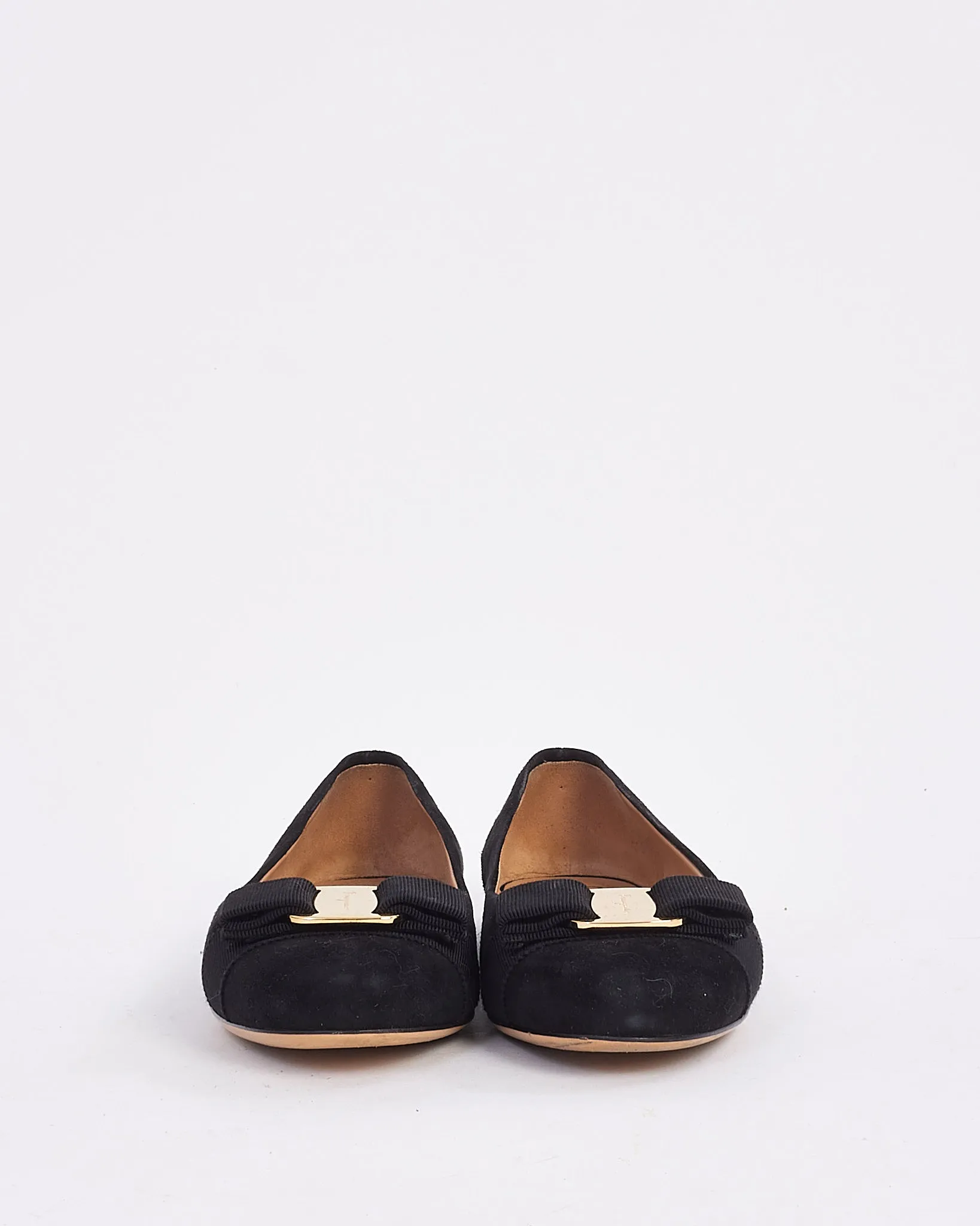 Salvatore Ferragamo Black Suede Bow Varina Ballerina Flats - 6.5