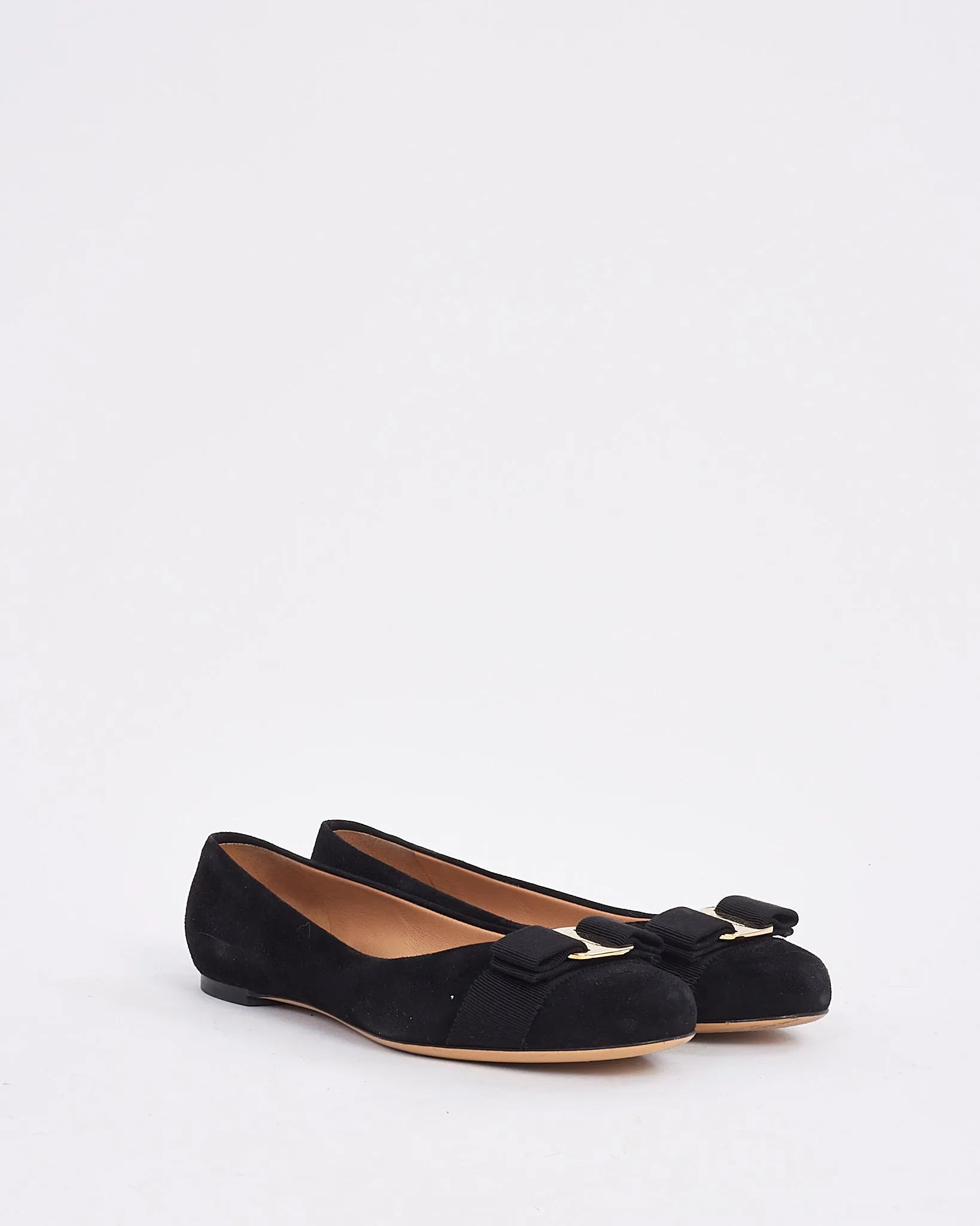Salvatore Ferragamo Black Suede Bow Varina Ballerina Flats - 6.5