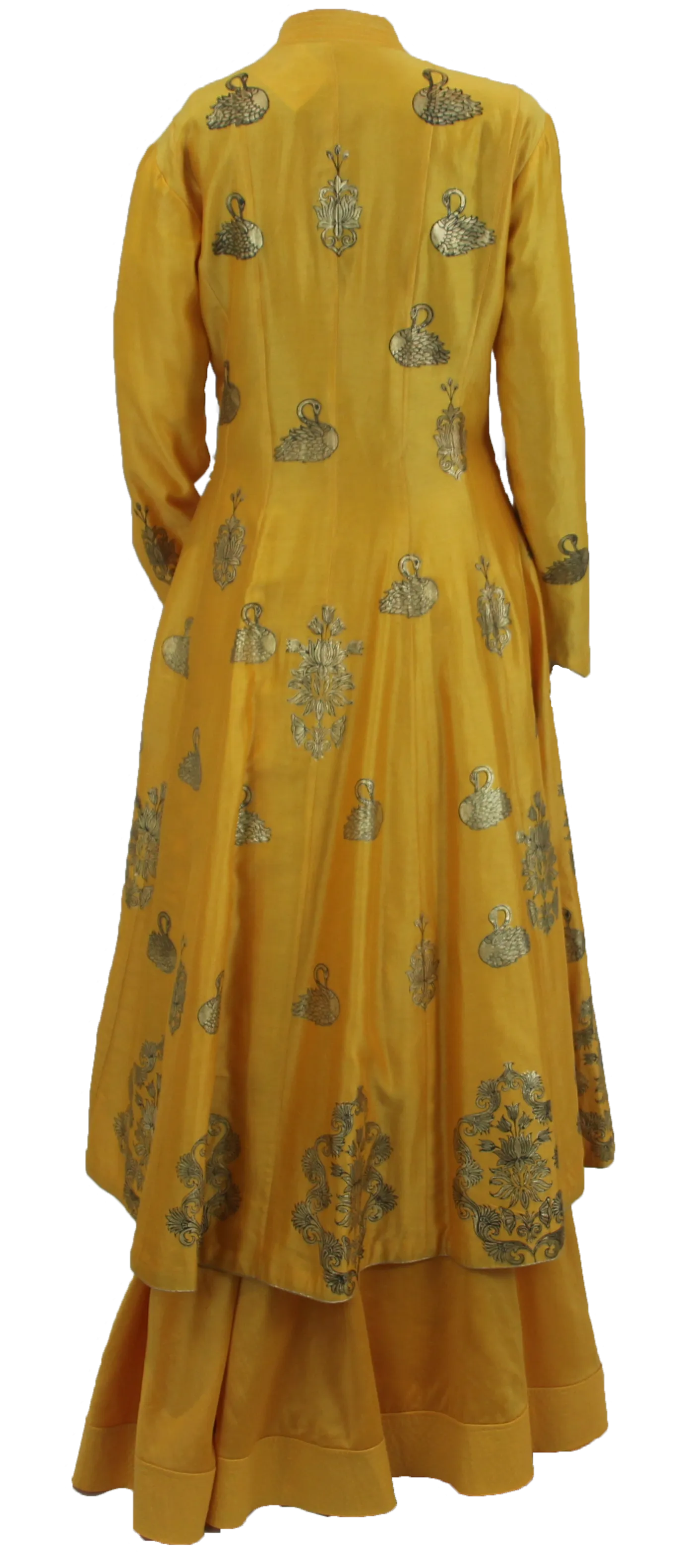 SAMPLE SALE: Gold and Yellow Swan Foil Print Kurta with Skirt