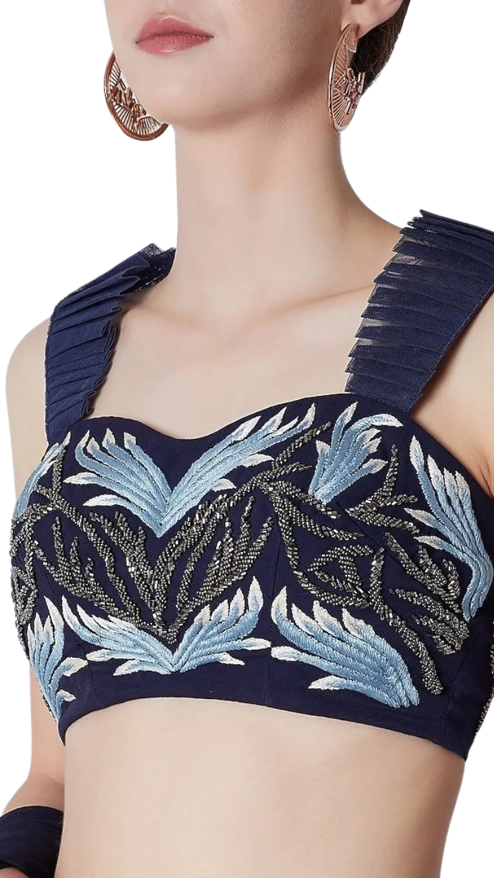 SAMPLE SALE: Inverted Beaded Ruffle Blouse With Palazzo & Dupatta