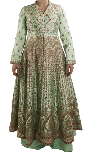 SAMPLE SALE: Mint Embroidered Anarkali