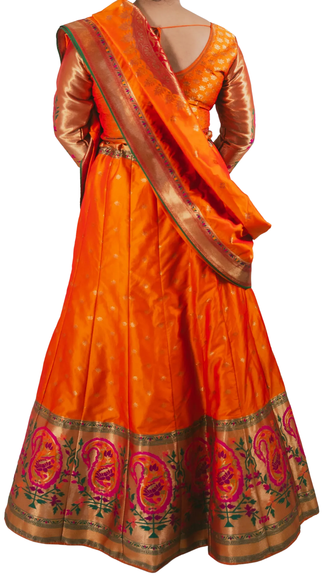 SAMPLE SALE: Orange Banarasi Lehenga