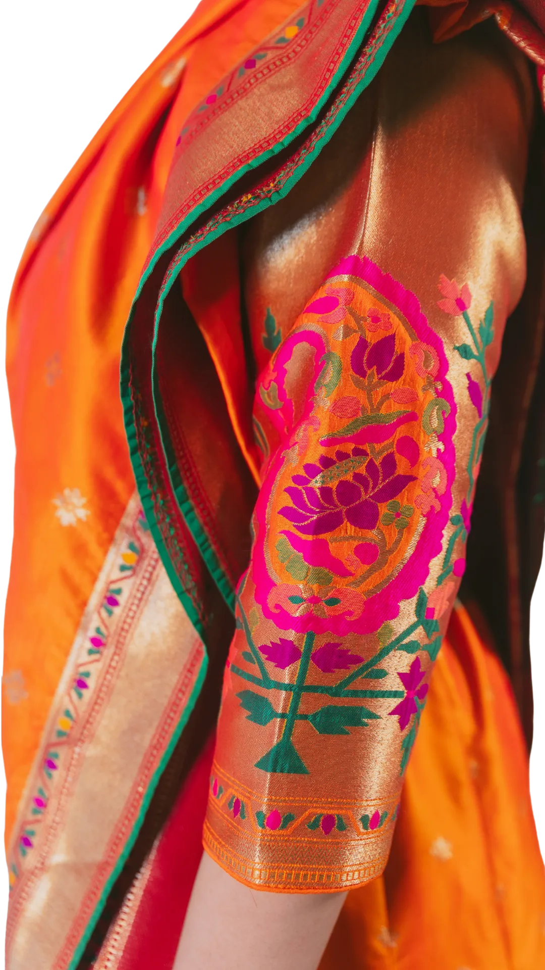 SAMPLE SALE: Orange Banarasi Lehenga