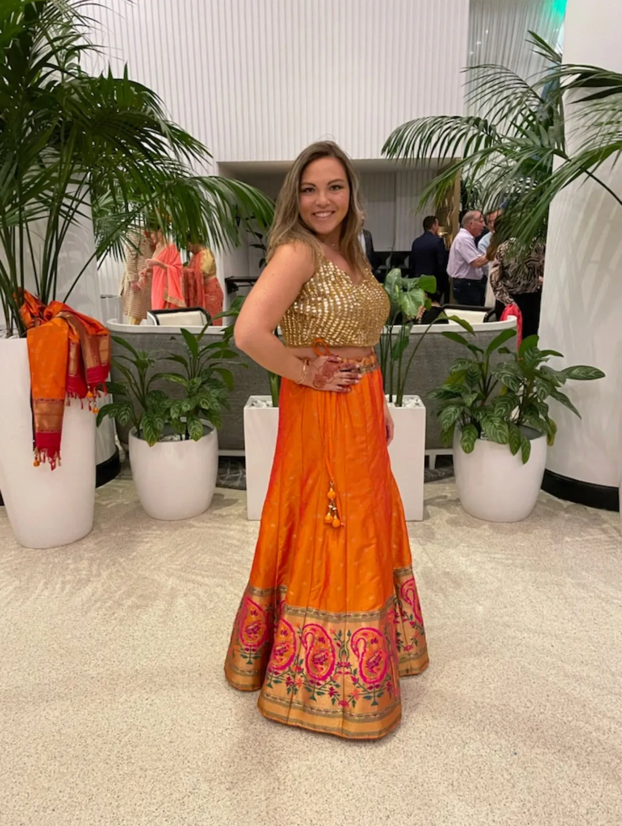 SAMPLE SALE: Orange Banarasi Lehenga