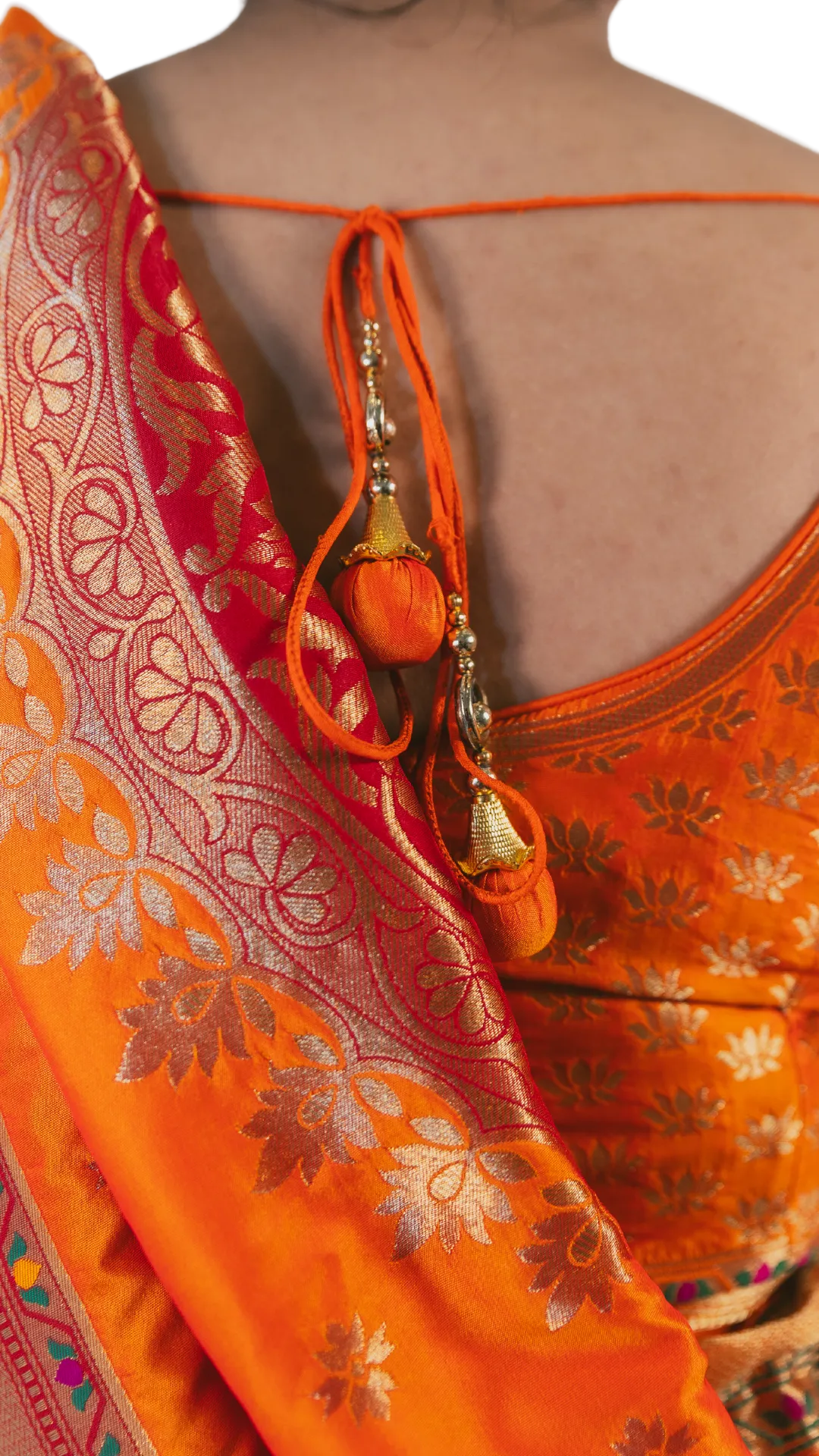 SAMPLE SALE: Orange Banarasi Lehenga