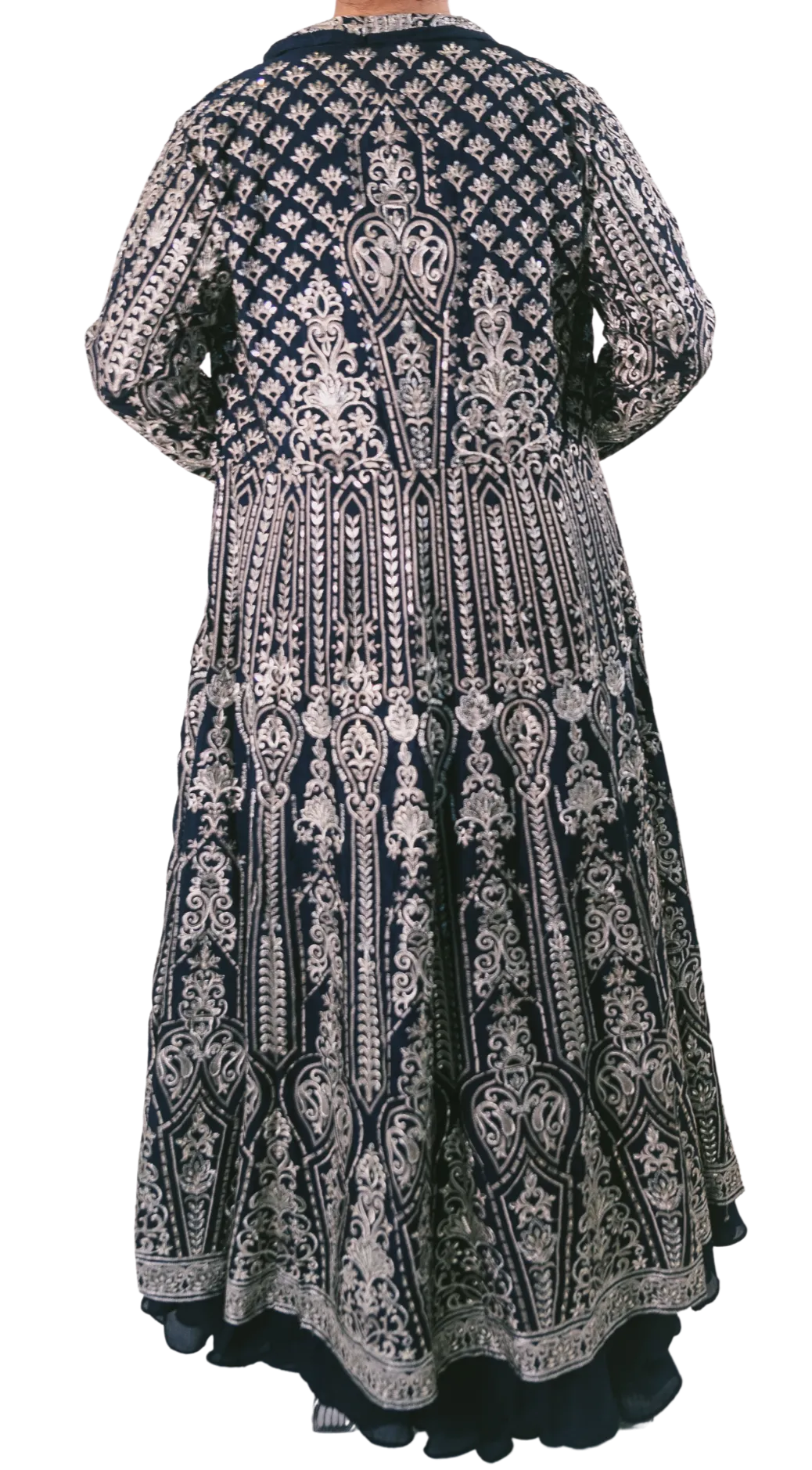SAMPLE SALE: Silver and Navy Embroidered Jacket with Anarkali