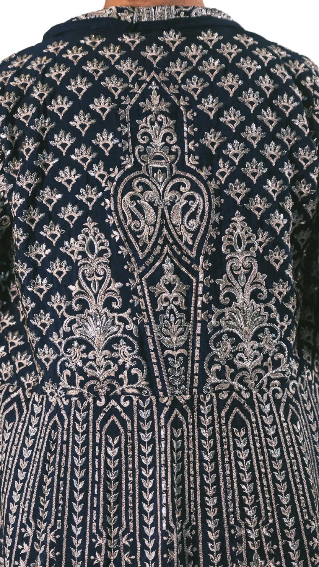 SAMPLE SALE: Silver and Navy Embroidered Jacket with Anarkali