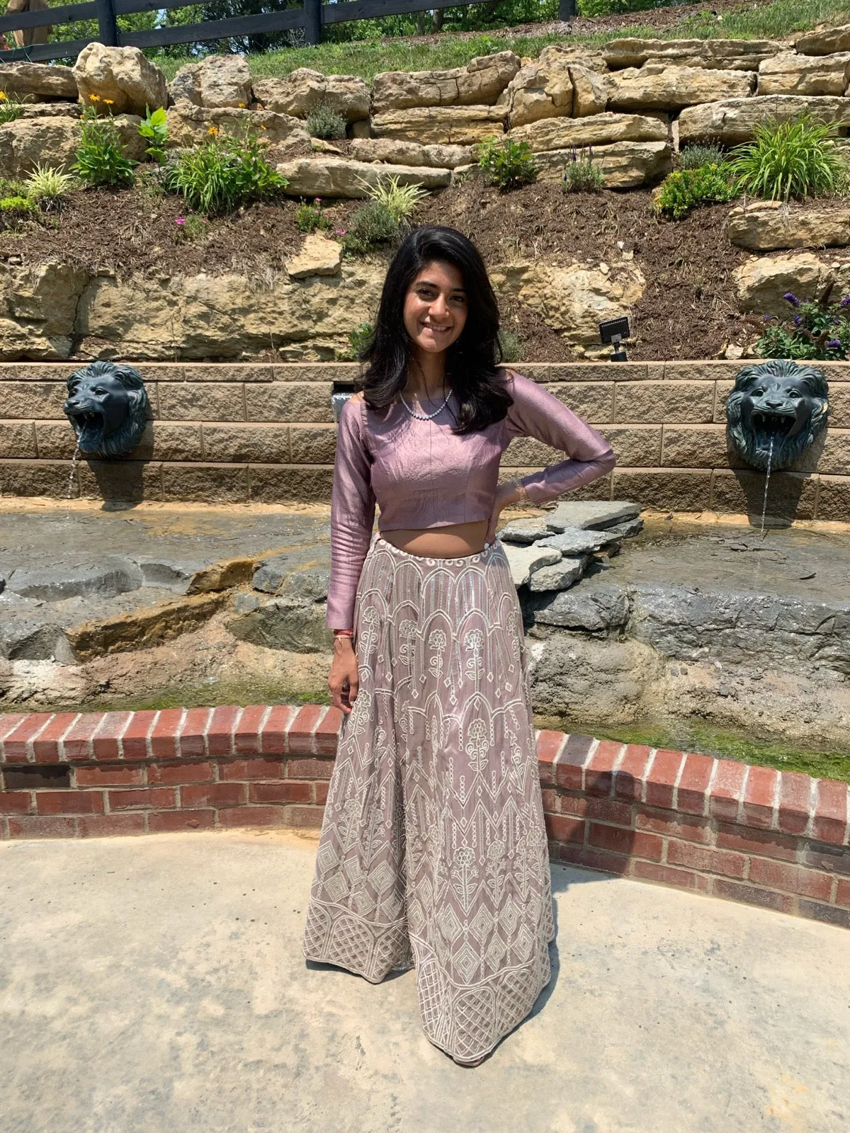 SAMPLE SALE: Silver Mirrored Amethyst Lehenga