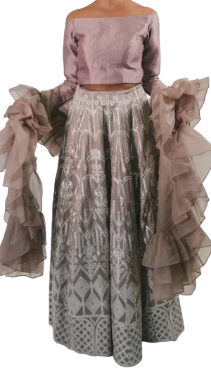 SAMPLE SALE: Silver Mirrored Amethyst Lehenga