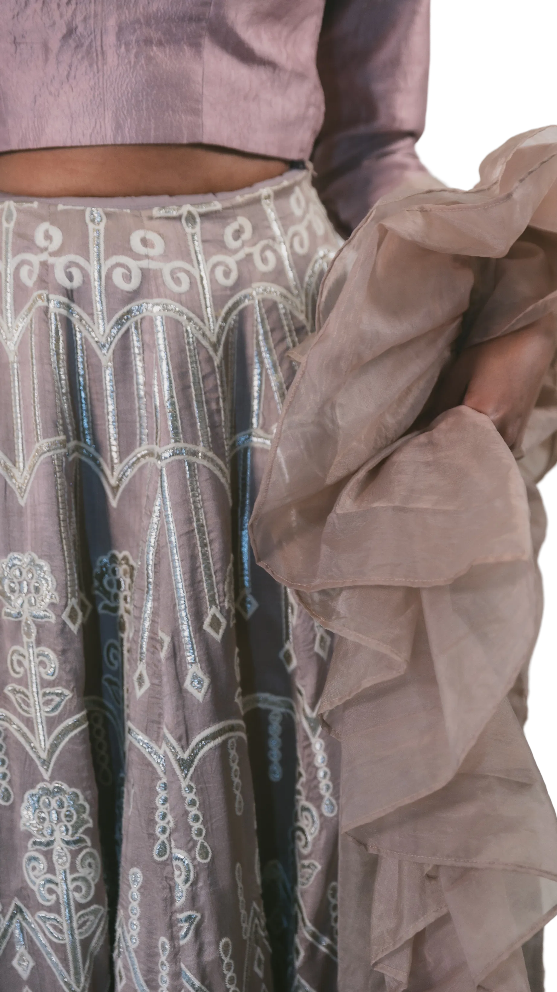 SAMPLE SALE: Silver Mirrored Amethyst Lehenga