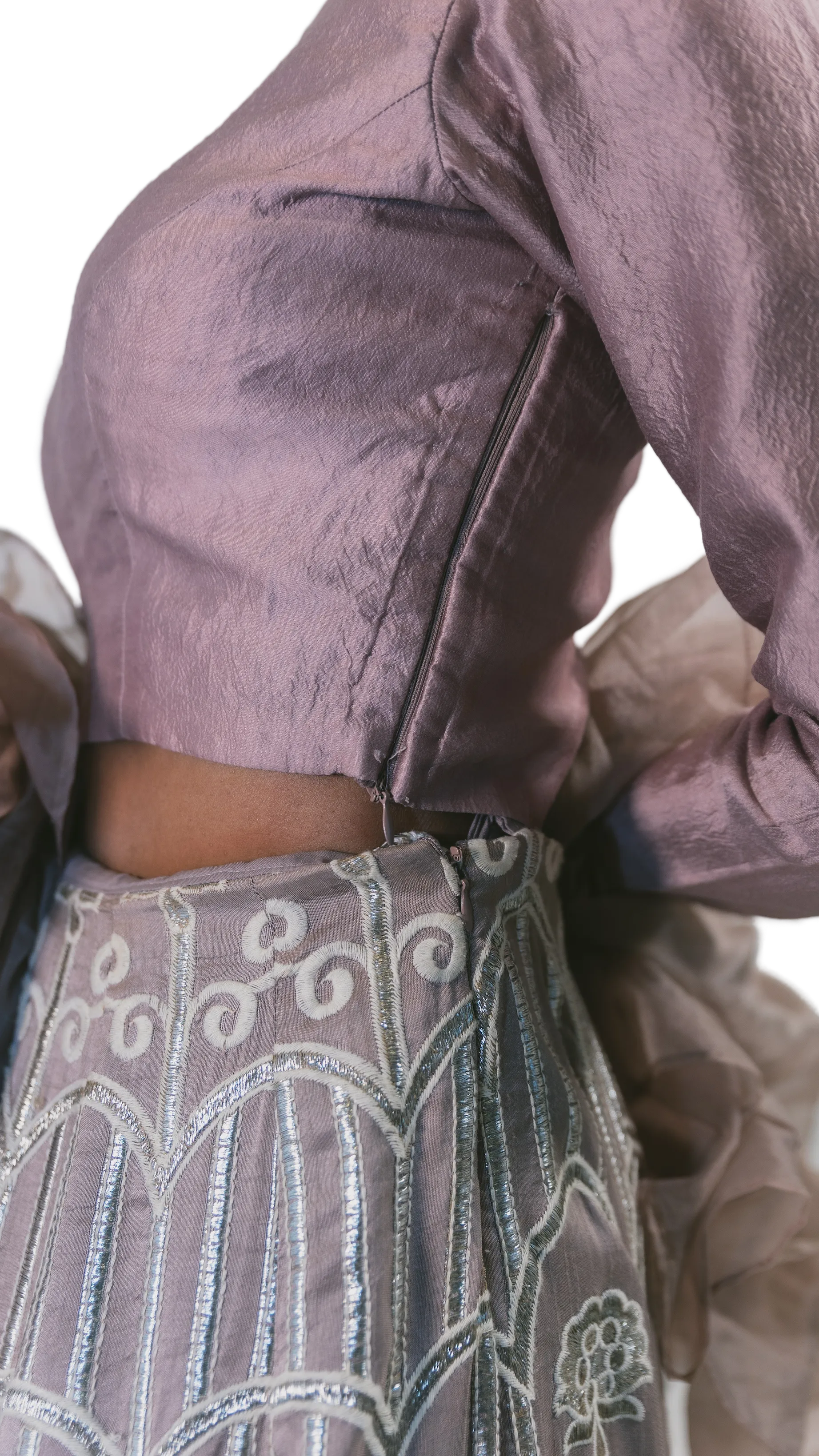 SAMPLE SALE: Silver Mirrored Amethyst Lehenga