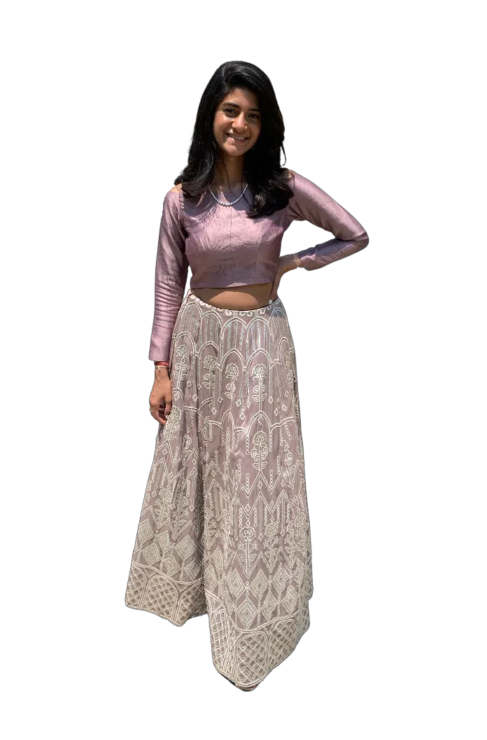 SAMPLE SALE: Silver Mirrored Amethyst Lehenga
