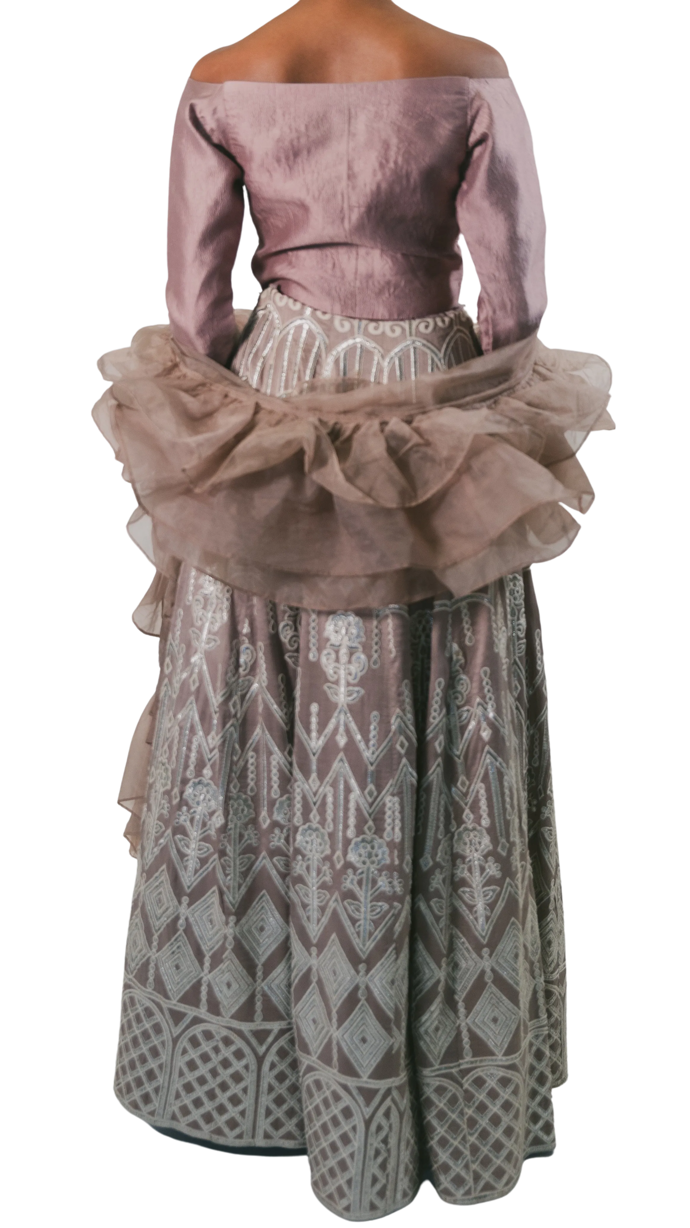 SAMPLE SALE: Silver Mirrored Amethyst Lehenga