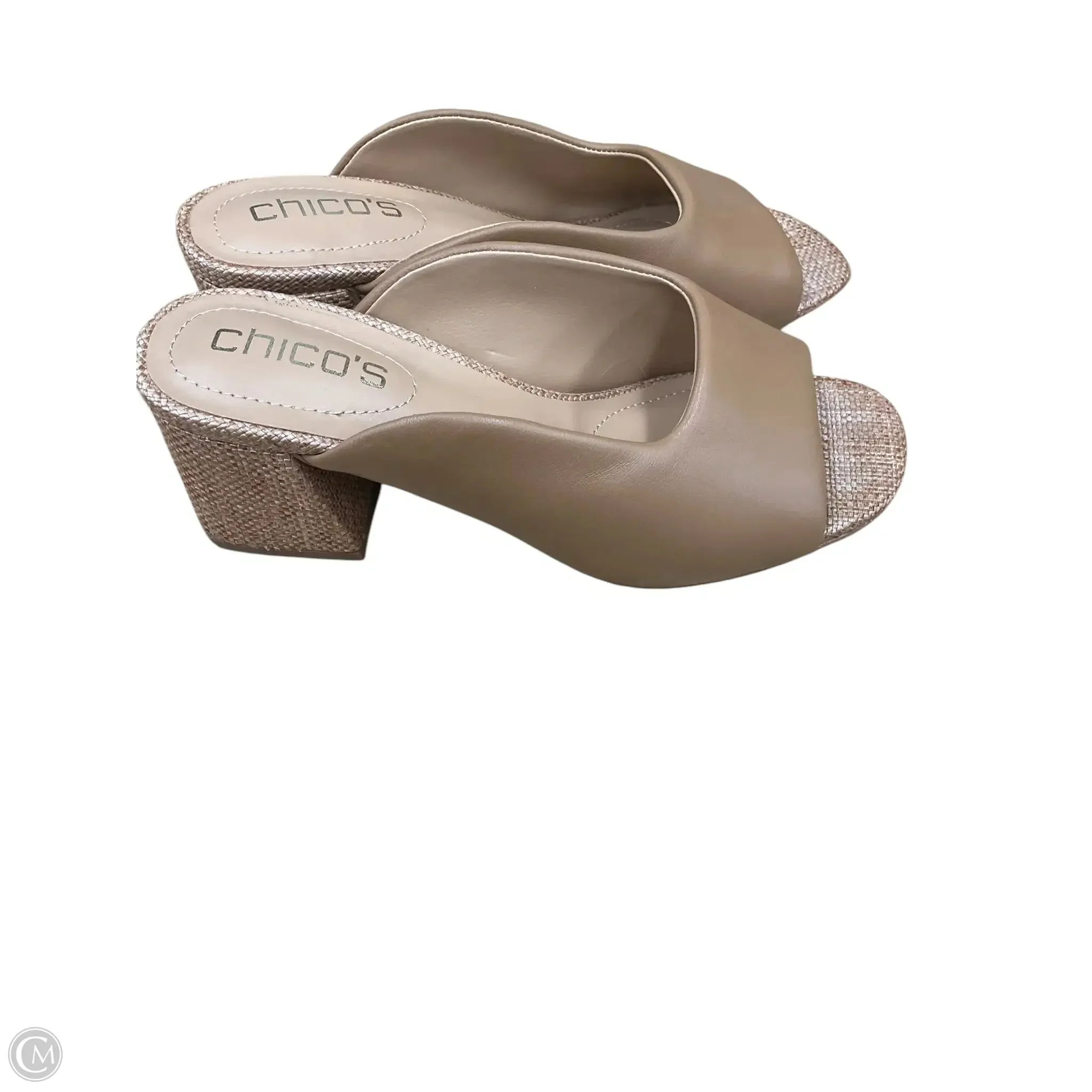 Sandals Heels Block By Chicos In Beige, Size: 6