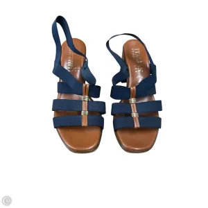 Sandals Heels Block By Italian Shoemakers In Navy, Size: 8