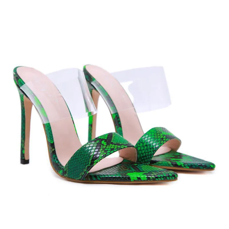 Sandals High Heel Ladies Sandals and Slippers Pointed Translucent Stiletto Heels