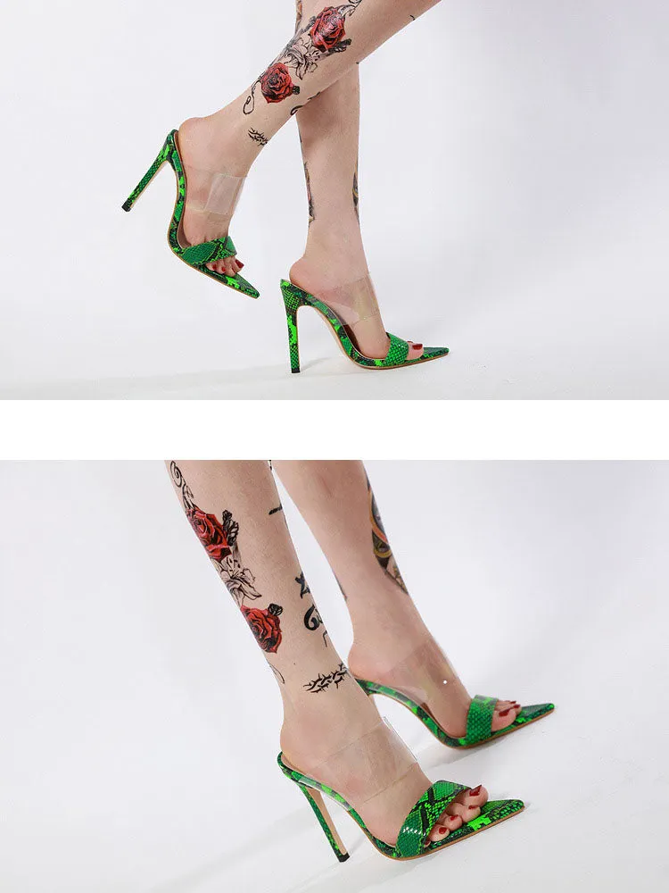 Sandals High Heel Ladies Sandals and Slippers Pointed Translucent Stiletto Heels