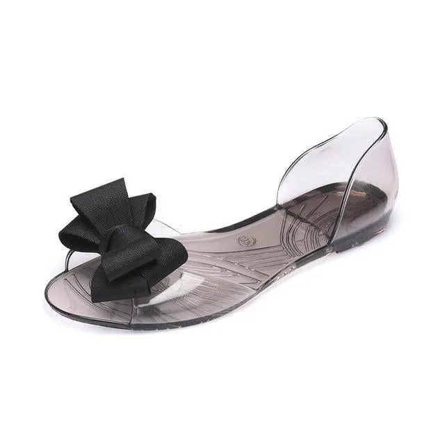 Sandals Open Toe Summer Jelly Shoes Butterfly-knot Flat Sandals