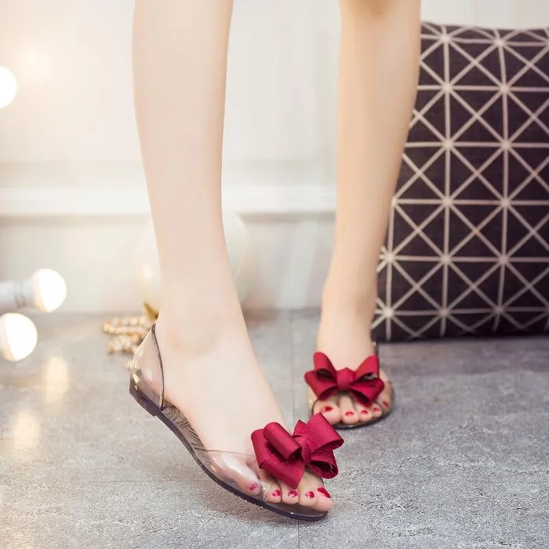 Sandals Open Toe Summer Jelly Shoes Butterfly-knot Flat Sandals