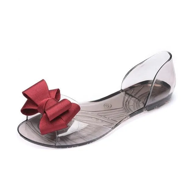 Sandals Open Toe Summer Jelly Shoes Butterfly-knot Flat Sandals