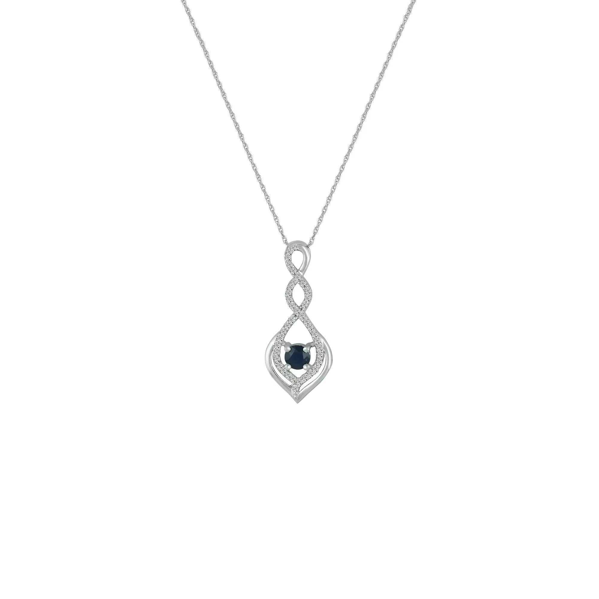 Sapphire and Diamond Accent Fashion Pendant in 10K White Gold