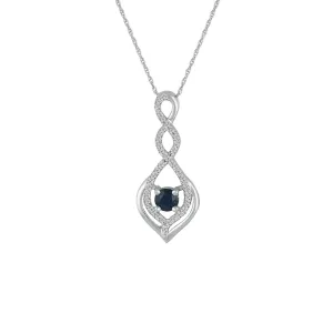 Sapphire and Diamond Accent Fashion Pendant in 10K White Gold