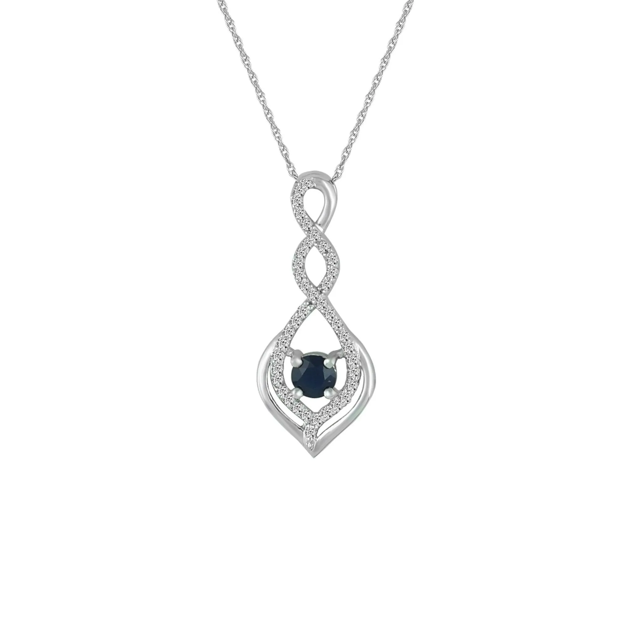 Sapphire and Diamond Accent Fashion Pendant in 10K White Gold