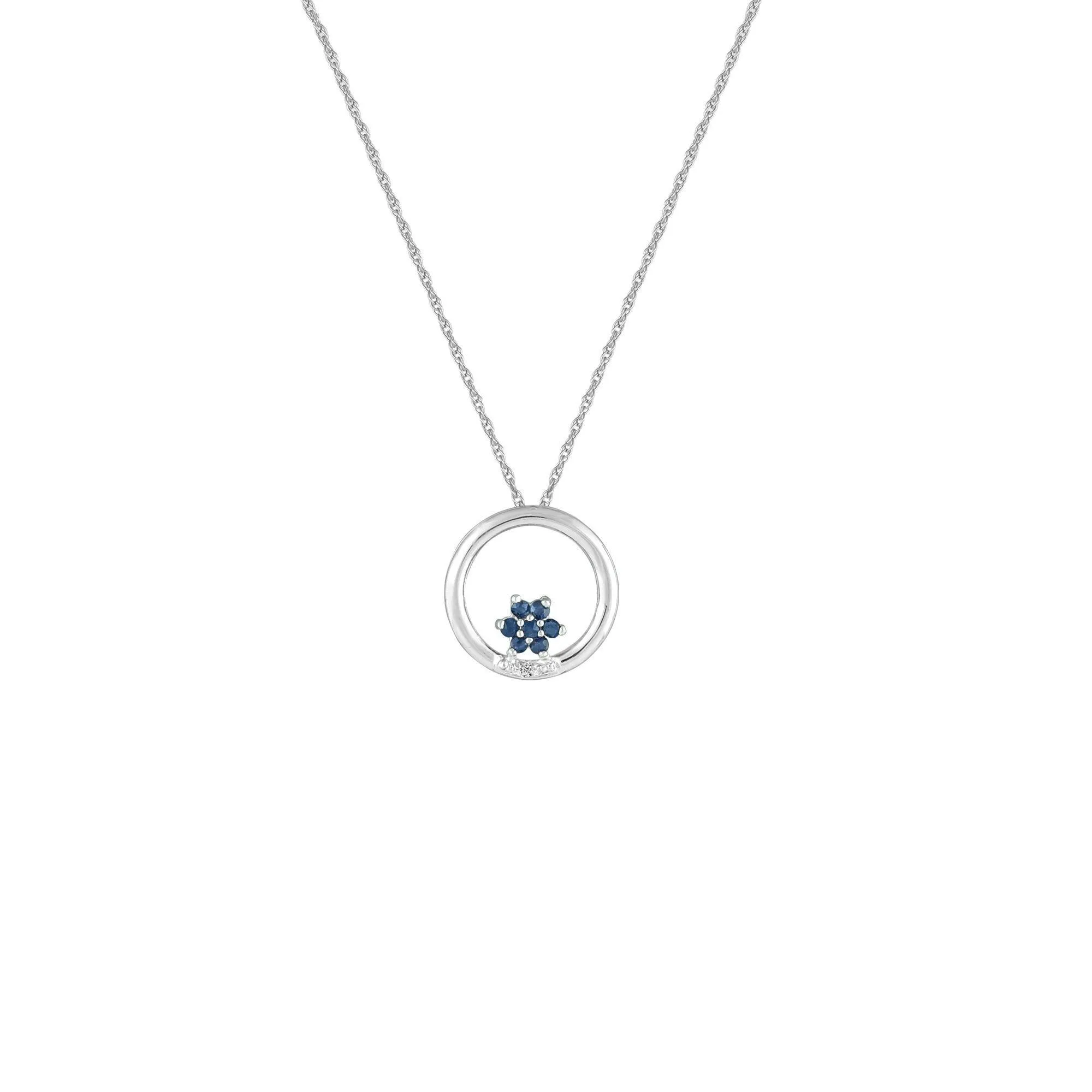 Sapphire and Diamond Fashion Pendant in 10K White Gold