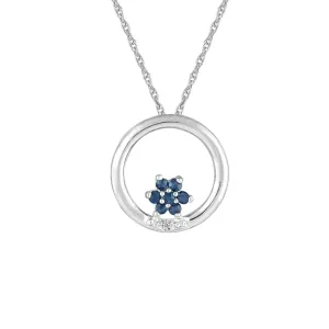 Sapphire and Diamond Fashion Pendant in 10K White Gold