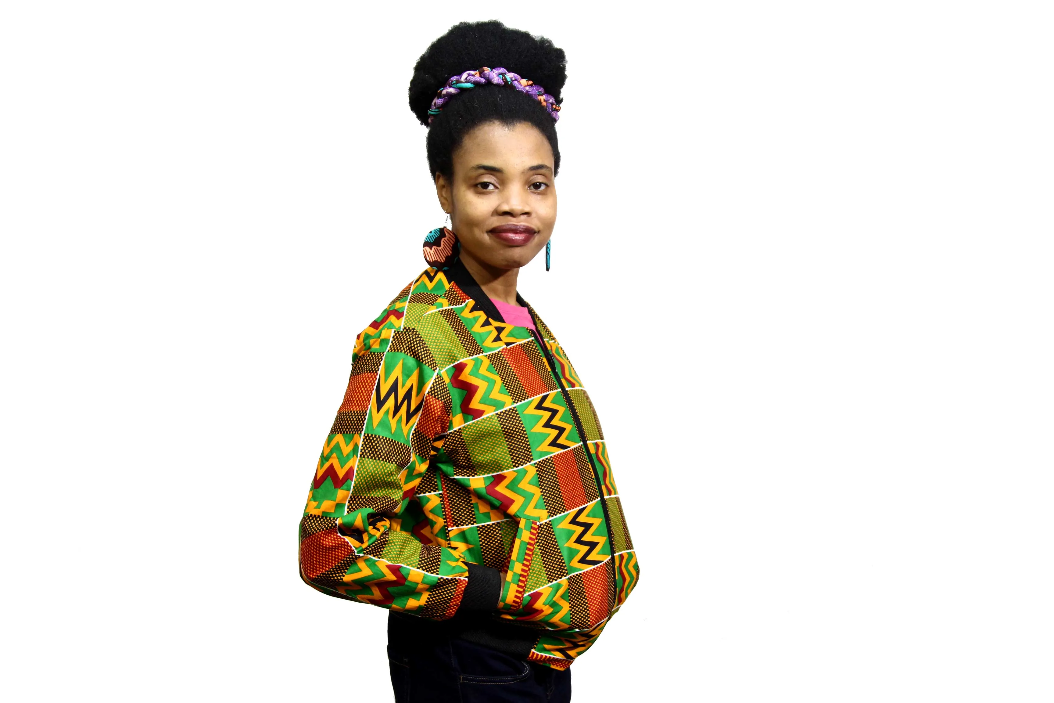 Sawtooth Kente Women's Bomber Jacket