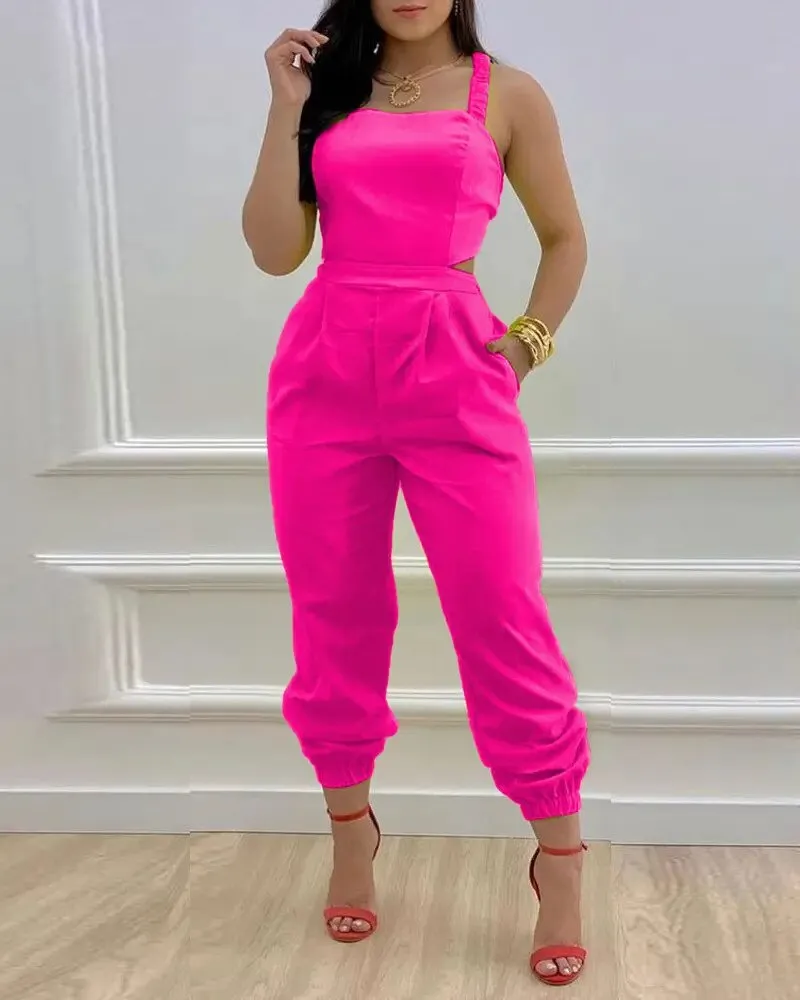 Sexy Backless Print Bow Jumpsuit Women 2023 Summer Outfits Casual Hip Waist Overalls Romper For Women Jumpsuits Elegance Overall