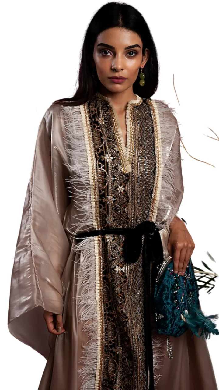 Shimmer Beige Kaftan Dress